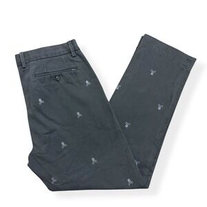 Polo Ralph Lauren Skull Embroidered Chino Pants 35x30 Slim Fit Gray Preppy Rare